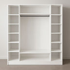 Armário Closet Modular 12 Prateleiras em Colméia e Arara Cabideiro Ana Branco