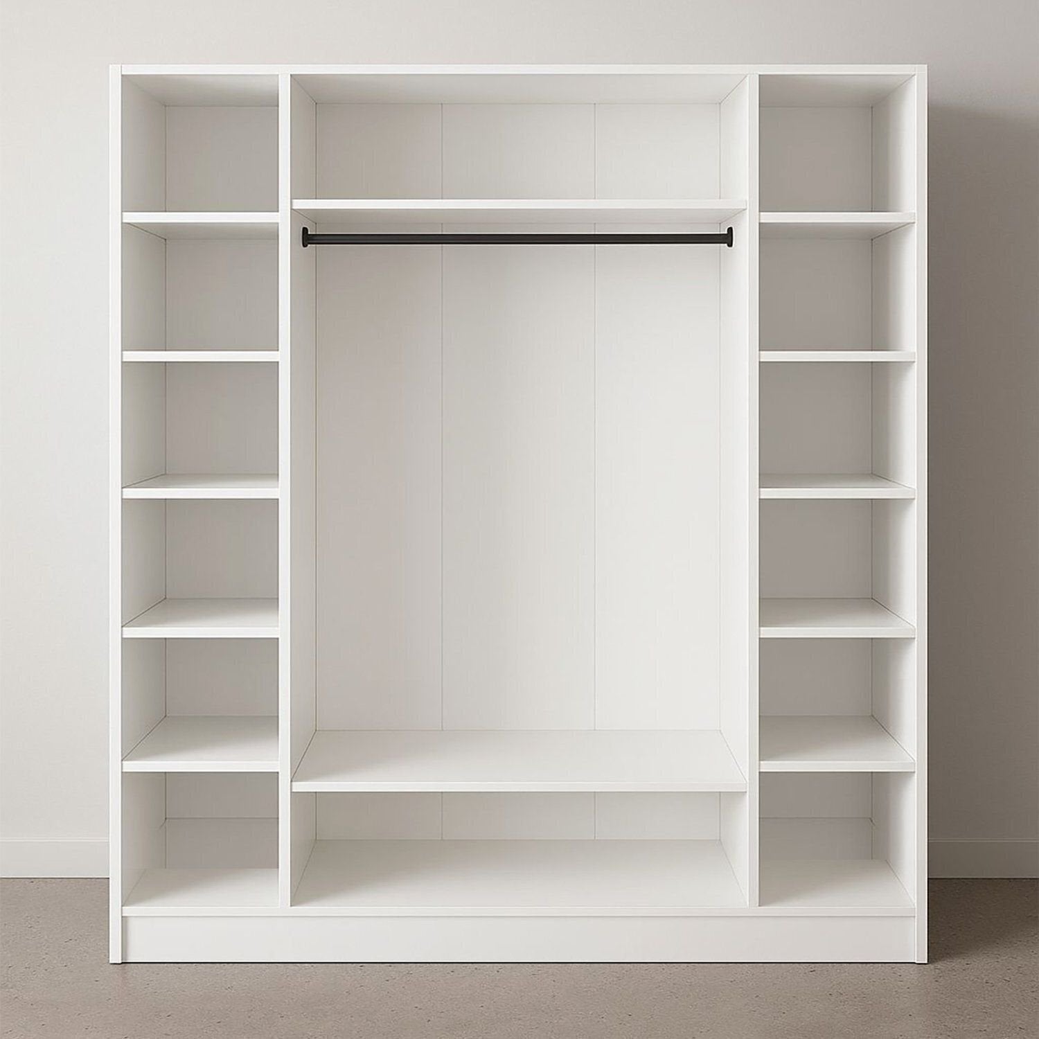 Armário Closet Modular 12 Prateleiras em Colméia e Arara Cabideiro Ana Branco