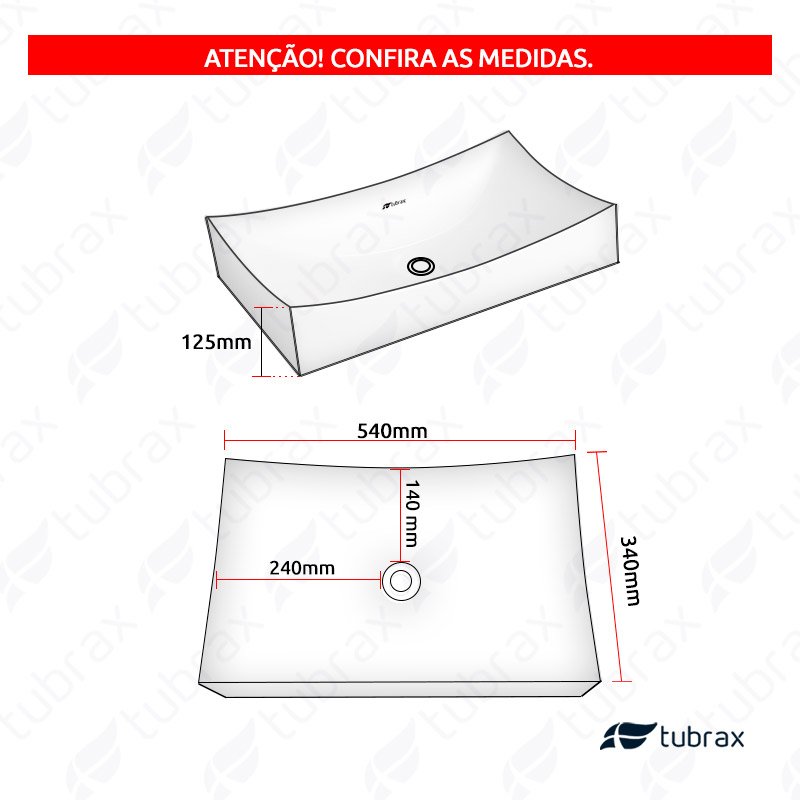 Cuba Banheiro Lavabo Cerâmica Branca Tubrax BAB0002
