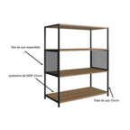 Conjunto Sala de Estar Completa Rack TV 60 Polegadas, Estante e Aparador Industrial Telado Marrom Espresso Móveis