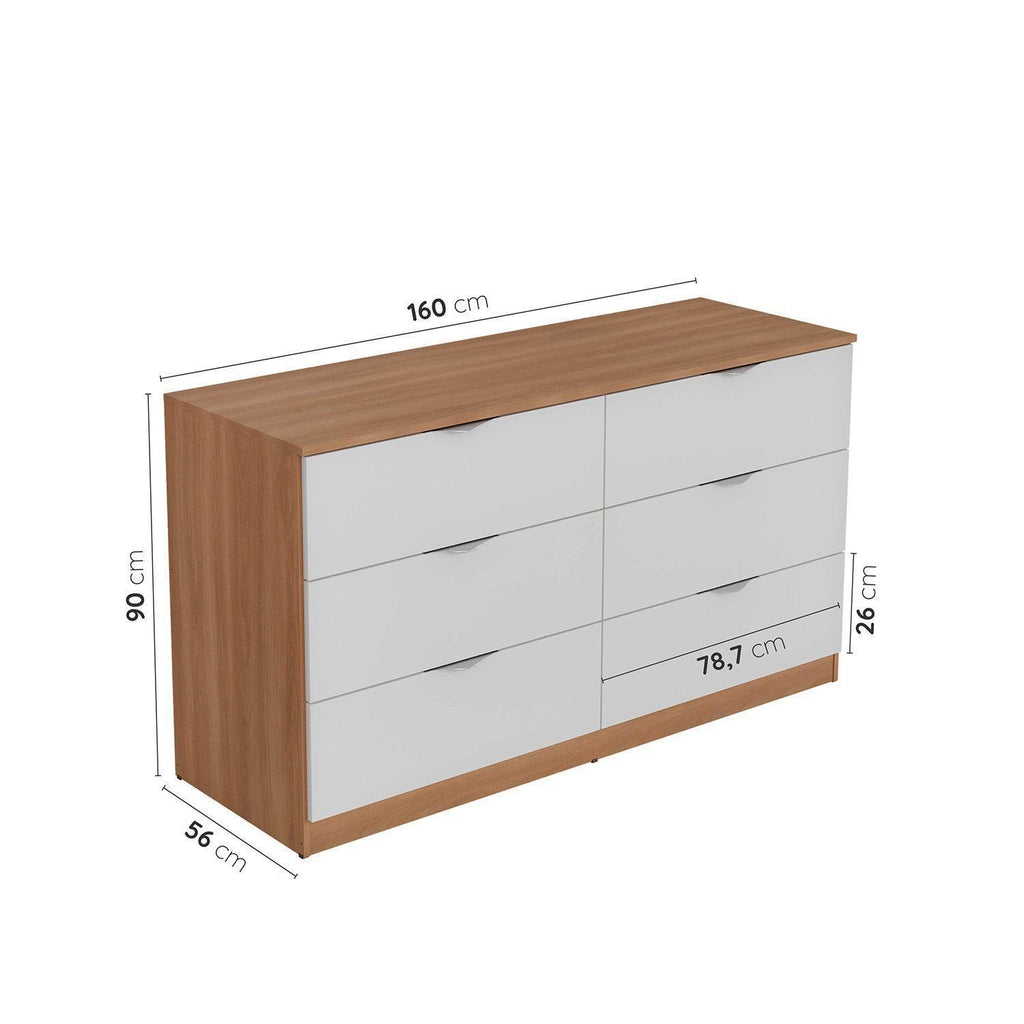 Cômoda 6 Gavetas Hera CabeCasa MadeiraOriginals Marrom/Louro/Algodão
