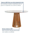 Conjunto Sala de Jantar Mesa Tampo Redondo Vidro Kansas 100cm com 4 Cadeiras Arizona Cel Móveis