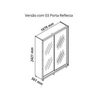 Guarda-Roupa Casal 2 Portas Reflecta com Pés e LED 100% MDF Platinum Gelius Móveis Bege/Off White