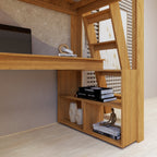 Cama Alta Beliche Office Solteiro Adulto com Escrivaninha Star Light Casatema Marrom/Freijó