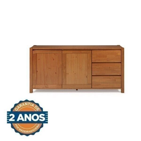 Conjunto Buffet e Cristaleira Madeira Maciça Primavera CabeCasa MadeiraOriginals Marrom