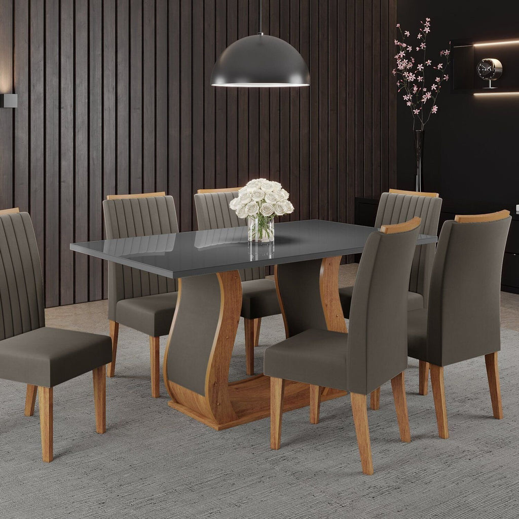 Conjunto Sala de Jantar Mesa Retangular Manuela 160x80 com 6 Cadeiras Yescasa