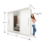 Guarda-Roupa Casal 3 Portas 1 Porta Espelhada Milão 100% MDF Yescasa Branco