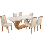 Conjunto Sala de Jantar Mesa Retangular Tampo Vidro/MDF Alvorada 180x90 com 6 Cadeiras Melissa Rufato