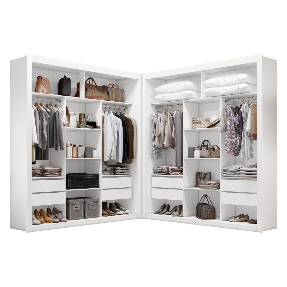 Closet Casal Premium 8 Gavetas MDP Branco/Freijó/Preto Amoudi Móveis