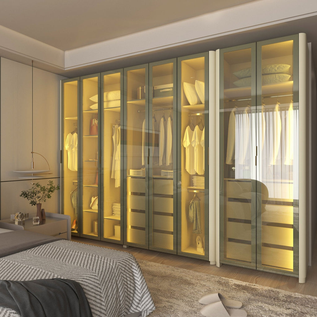 Guarda-Roupa Modulado Reflecta Innova 8 Portas 341,4cm x 240cm Mod 012 100% MDF Bege/Off White