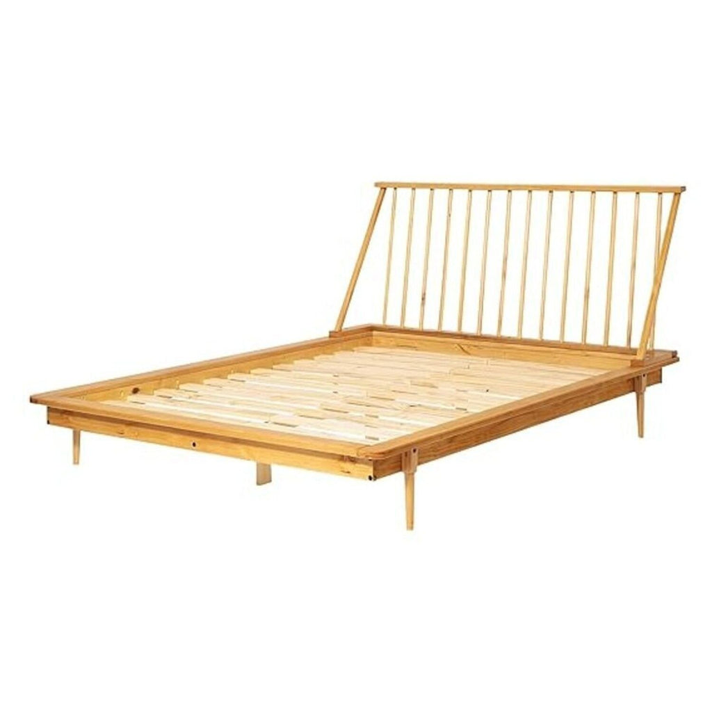 Cama de Casal Lunna Madeira Maciça Empório Paraíso Bege/Caramelo