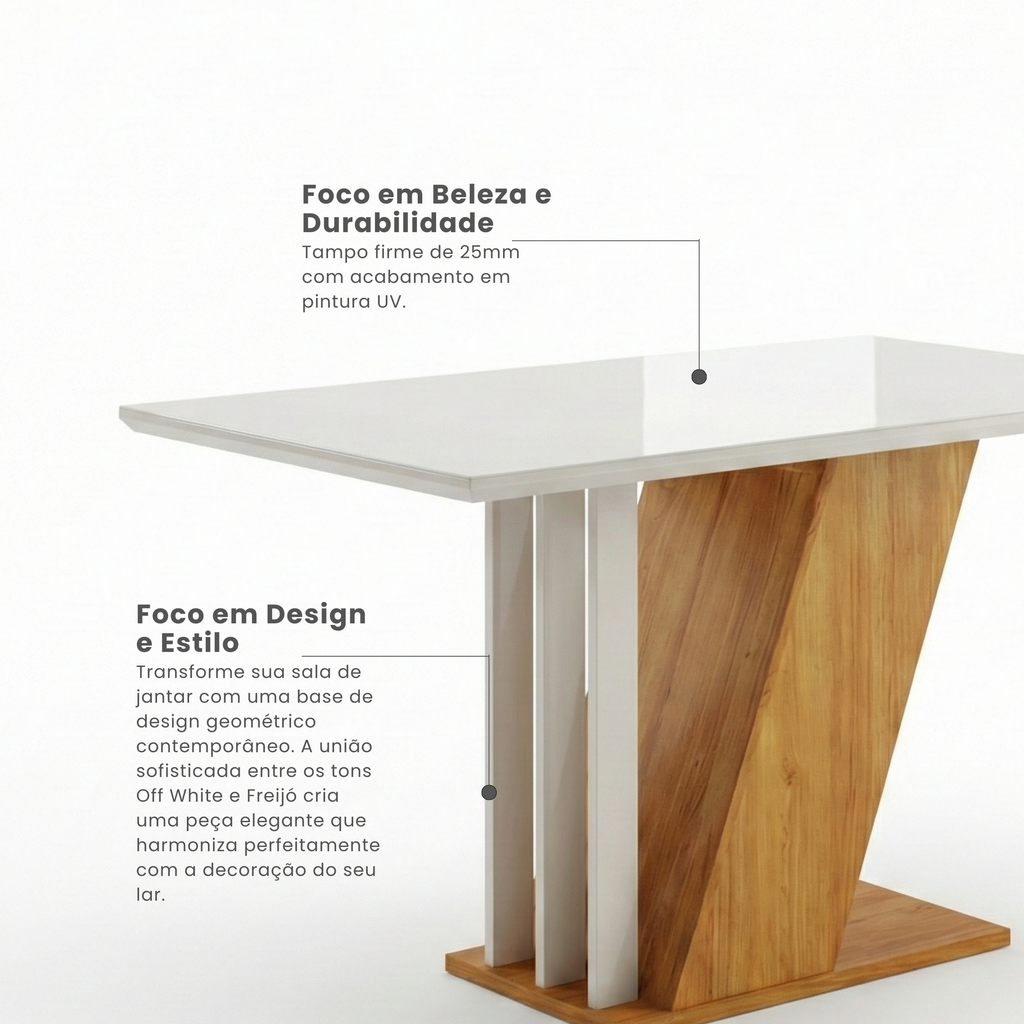 Conjunto Sala de Jantar Mesa Retangular Tampo MDF/MDP com 4 Cadeiras Miami Yescasa