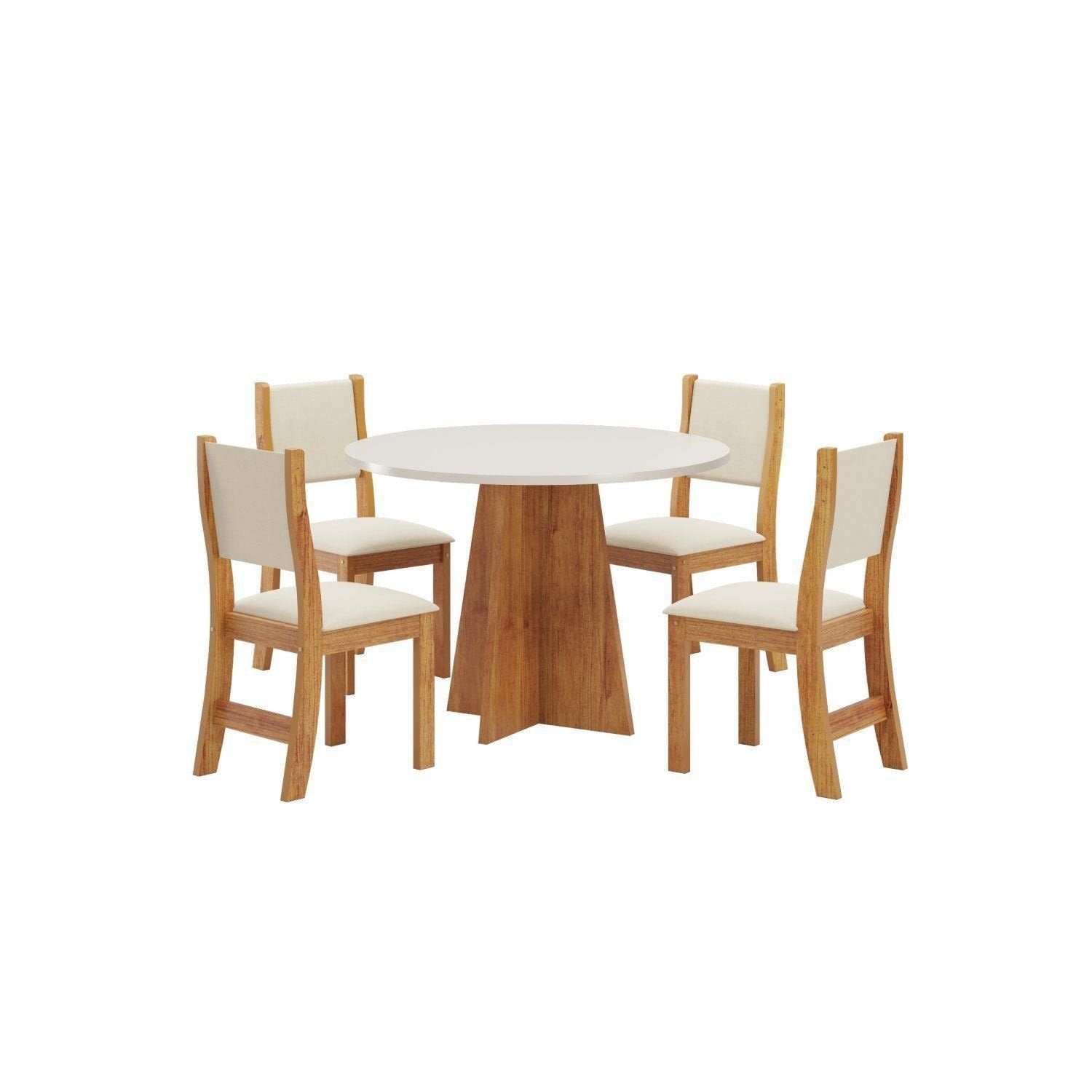 Conjunto Sala de Jantar Mesa Chilli 90cm Tampo Redondo com 4 Cadeiras Sol Viero