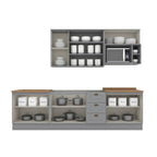 Cozinha Completa Modulada Emily 6 Peças Aéreo Microondas Cinza/Nature Espresso Móveis