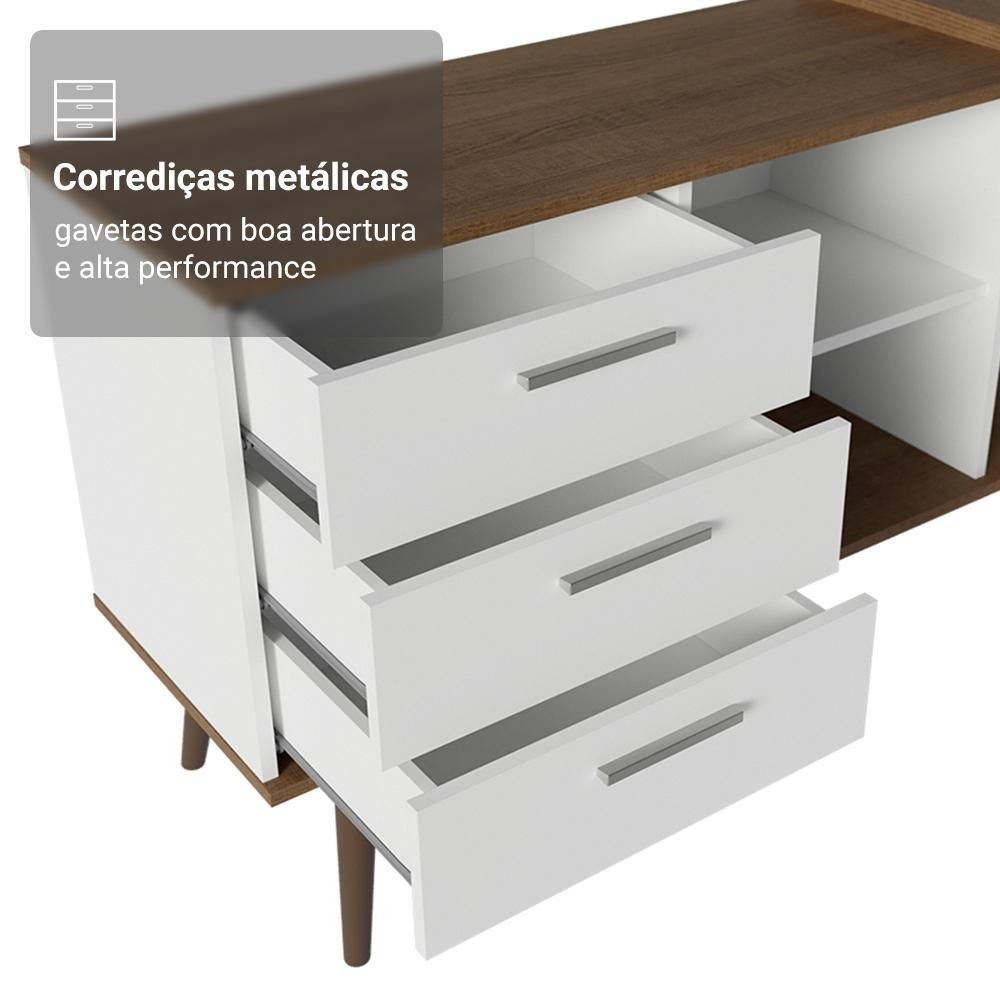 Escrivaninha em L Mesa Gamer 3 Gavetas Lisboa Madesa