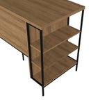 Mesa Bancada Gourmet Estilo Industrial 131cm com Armário 2 Portas Placa e Ponto Marrom/Preto/Mel/Grafite