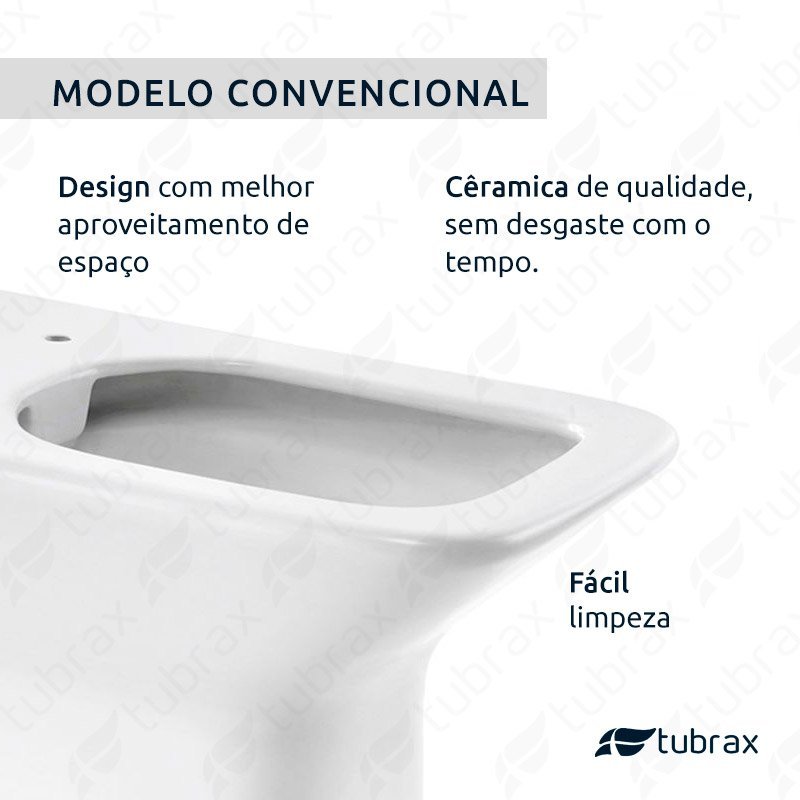 Vaso Sanitário Convencional Quadrado Cerâmica Virentis Tubrax Branco VAB0030-C