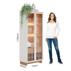Conjunto Sala de Estar Home Theater Ripado para TV até 82 Polegadas 240cm com LED Cristaleira e Buffet 4 Portas Colibri Marrom Freijó/Off White Matte