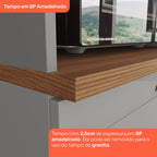 Cozinha Compacta 2 Peças 100% MDF com Balcão Pia e Tampo Cinza/Nature Americana Henn 913398