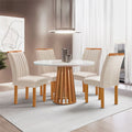 Conjunto Sala de Jantar Mesa Tampo Redondo Vidro Kansas 100cm com 4 Cadeiras Arizona Cel Móveis