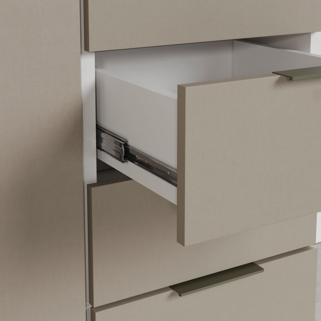 Balcão Pia 120cm sem Tampo com Rodapé Puxador 150mm Ipanema CabeCasa MadeiraOriginals Branco/Fendi Trama