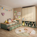 Quarto Infantil Completo Guarda-Roupa Curió e Bicama Petit Casatema Verde/Mel