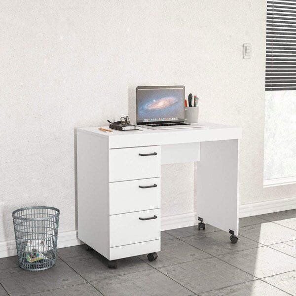 Escrivaninha Mesa Escritório Osaka 3 Gavetas 90cm Politorno