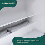 Guarda-Roupa Infantil com Cama 4 Portas 3 Gavetas Lisboa Espresso Móveis Branco/Pink