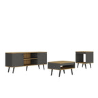 Conjunto Sala de Estar 3 Peças Rack para TV Mesa de Centro e Apoio Tóquio Ozini
