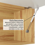 Cozinha Completa Modulada Barbados 7 Peças 16 Portas com Vidro e Tampo 100% MDF Espresso Móveis Bege/Amêndoa/Off White