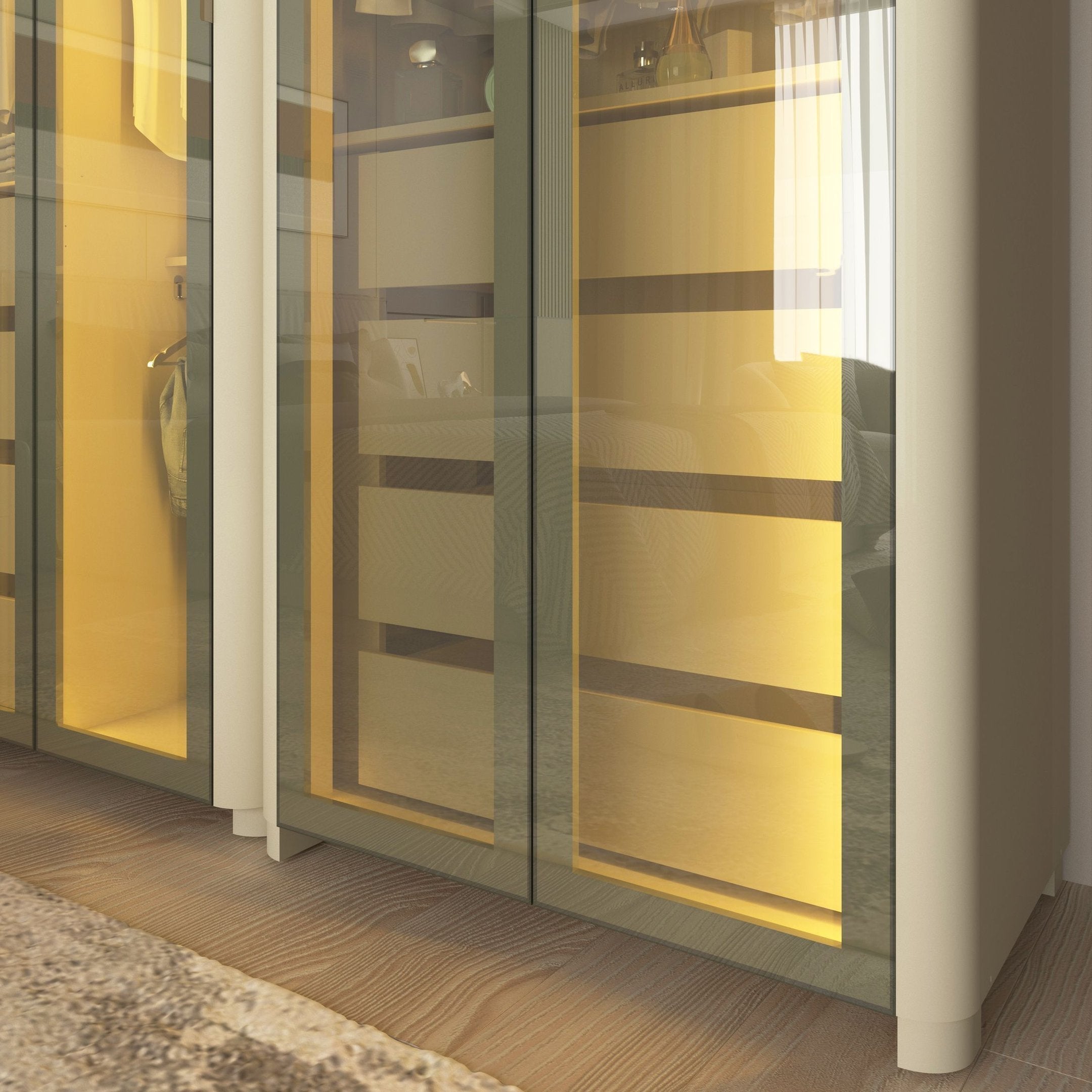 Guarda-Roupa Modulado Reflecta Innova 8 Portas 341,4cm x 240cm Mod 012 100% MDF Bege/Off White