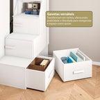 Beliche Office Adulto Moon com Escrivaninha em L Nichos e Escada 2 Portas e 2 Gavetas Yescasa Branco