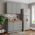 Cozinha Compacta 2 Peças 100% MDF com Balcão Pia e Tampo Cinza/Nature Americana Henn 913398